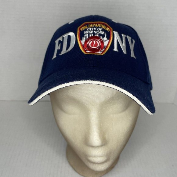 FDNY Baseball Cap Hat Wool Blend Blue/White Embroidered With Patch - One Size - Picture 1 of 4